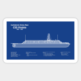 CSS Virginia ship. Steam powered ironclad of American Civil War - ABDpng Magnet